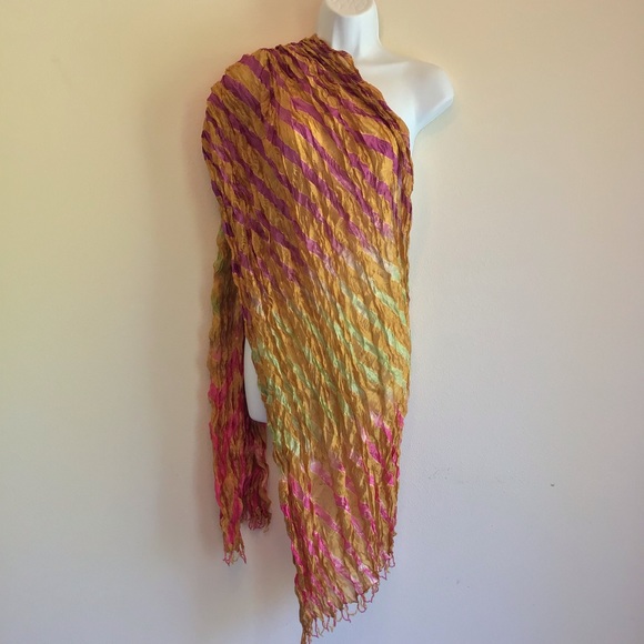 New Copper Tan Beach Striped Scarf Wrap Pareo - Picture 3 of 12